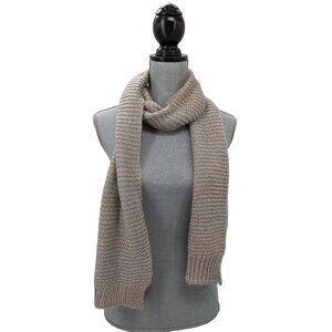 Chicos Knit Scarf Copper Gray Silver Metallic 62 Inch Winter New Without Tag